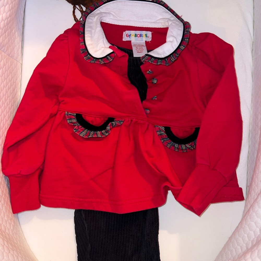 Vintage rainbow tag Gymboree Red and Black Baby Christmas Outfit
